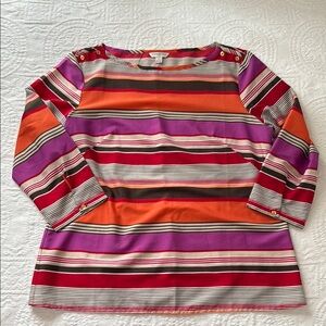 Banana Republic Red Orange Boxy 3/4 Sleeve Blouse